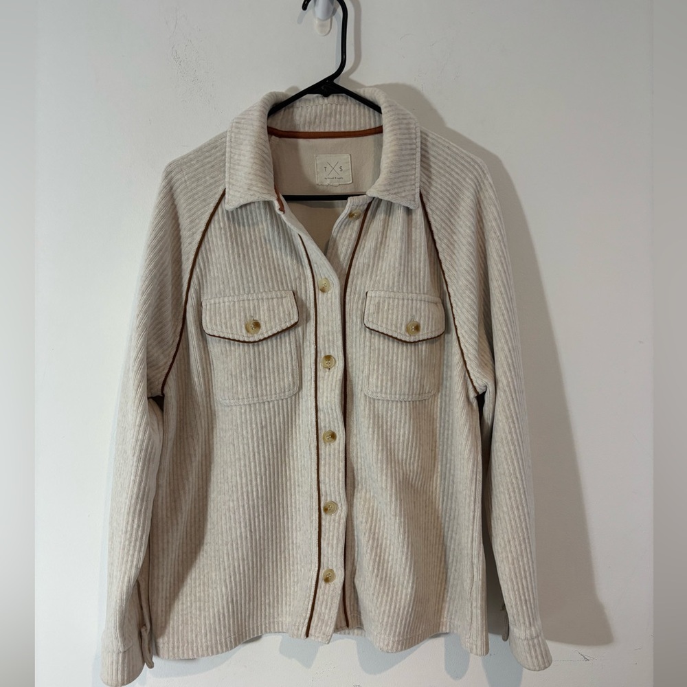Thread & Supply Women’s Large Ivory Swan Oversized Corduroy Shacket Casual Fall